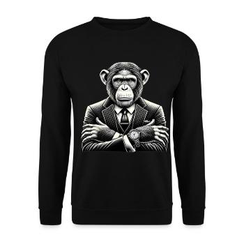 Chimpanzee in Suit Bold Monochrome Art - Unisex Sweatshirt - black - Front - Alina (178cm) & Michal (187cm)