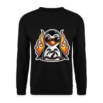 Cool Penguin on Fire Chill Vibes - Unisex Sweatshirt - black - Front - Alina (178cm) & Michal (187cm)