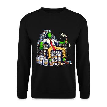 Wochenende Thron Lustiges Bier König Design - Unisex Pullover - Schwarz - Vorne - Alina (178cm) & Michal (187cm)