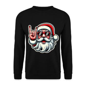 Rock On Santa Funny Christmas Design - Unisex Sweatshirt - black - Front - Alina (178cm) & Michal (187cm)