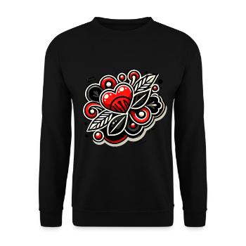 Small but Bossy Bold Heart Design - Unisex Sweatshirt - black - Front - Alina (178cm) & Michal (187cm)