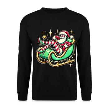 Sassy Santa Lounging on Sleigh - Unisex Sweatshirt - black - Front - Alina (178cm) & Michal (187cm)
