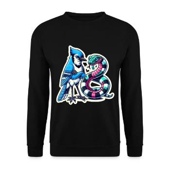 Halten Sie Abstand Cartoon Tiere - Unisex Pullover - Schwarz - Vorne - Alina (178cm) & Michal (187cm)