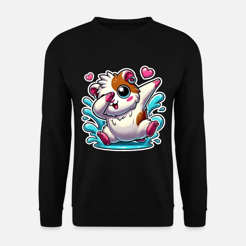 Dabbing cochon d’Inde dessin animé autocollant - Sweat-shirt Unisexe - noir