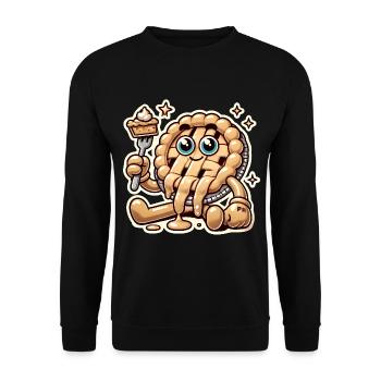 Funny Existential Pie Cartoon Design - Unisex Sweatshirt - black - Front - Alina (178cm) & Michal (187cm)
