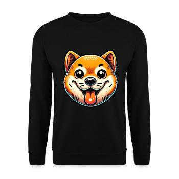 Funny Shiba Inu Crypto Dog Design - Unisex Sweatshirt - black - Front - Alina (178cm) & Michal (187cm)
