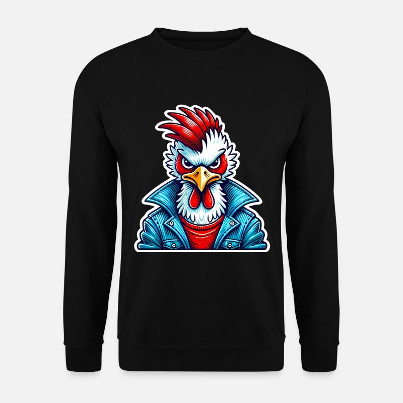 Stylische Vogel in Jeansjacke - Unisex Pullover - Schwarz