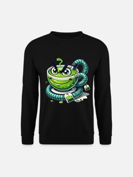 Funny Mischievous Teacup Cartoon - Unisex Sweatshirt - black
