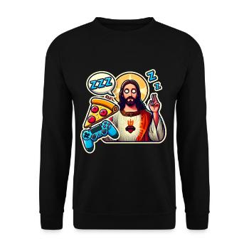 Pixel Gamer Life Eat Sleep Respawn - Unisex Sweatshirt - black - Front - Alina (178cm) & Michal (187cm)