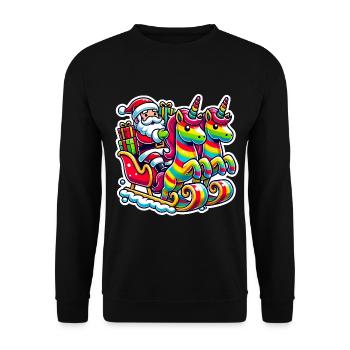 Funny Santa Unicorns Christmas Art - Unisex Sweatshirt - black - Front - Alina (178cm) & Michal (187cm)