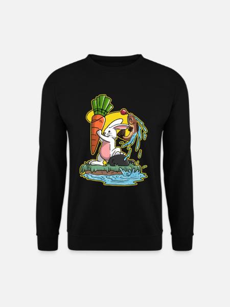 Ich liebe fischen angeln Forelle Hase Geschenk - Unisex Pullover - Schwarz