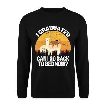 I Graduated! Can I Go Back To Bed Now? - Unisex Sweatshirt - black - Front - Alina (178cm) & Michal (187cm)