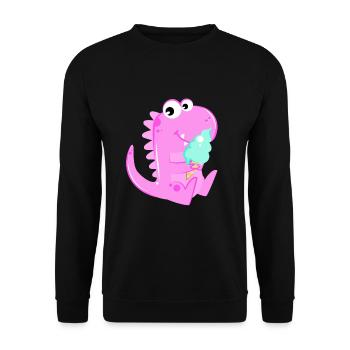 Pink Dino Dinosaur Ice Cream Ice Kids Kids - Unisex Sweatshirt - black - Front - Alina (178cm) & Michal (187cm)