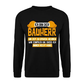 Bauherr Richtfest Bauherr 2020 Häuslebauer Hausbau - Unisex Pullover - Schwarz - Vorne - Alina (178cm) & Michal (187cm)