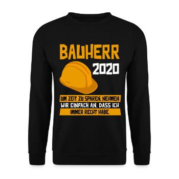 Bauherr 2020 Richtfest Hausbau Rohbau Geschenk - Unisex Pullover - Schwarz - Vorne - Alina (178cm) & Michal (187cm)