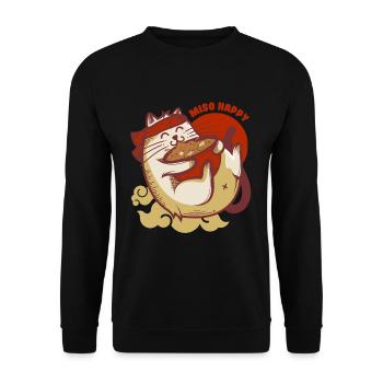 Miso Happy Cats Ramen Japanese Noodles Kittens - Unisex Sweatshirt - black - Front - Alina (178cm) & Michal (187cm)