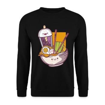 Ramen bubble tea anime manga kawaii tea miso soup - Sweat-shirt Unisexe - noir - Devant - Alina (178cm) & Michal (187cm)