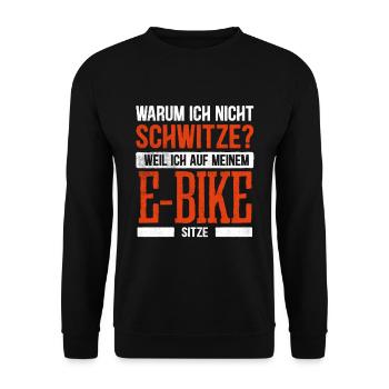 E-Bike Electro Fahrrad Fahrer I Lustiges E-Rad - Unisex Pullover - Schwarz - Vorne - Alina (178cm) & Michal (187cm)