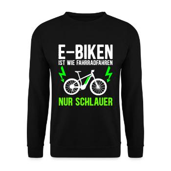 E-Bike Electro Fahrrad I Lustiges Pedelec E-Rad - Unisex Pullover - Schwarz - Vorne - Alina (178cm) & Michal (187cm)