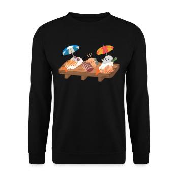 Kawaii Nigiri Sushi Foodie Design Otaku Gift - Unisex Sweatshirt - black - Front - Alina (178cm) & Michal (187cm)