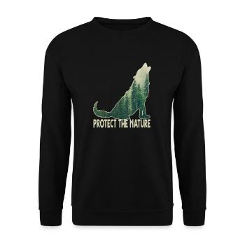 Protect the Nature Save the Wolf Nature - Unisex Sweatshirt - black - Front - Alina (178cm) & Michal (187cm)