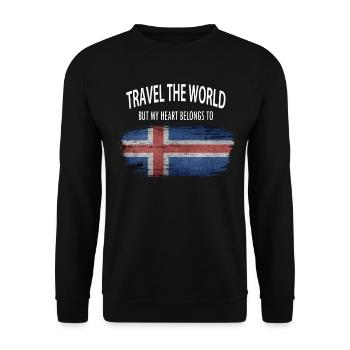Reisen durch die Welt ->Island - Unisex Pullover - Schwarz - Vorne - Alina (178cm) & Michal (187cm)