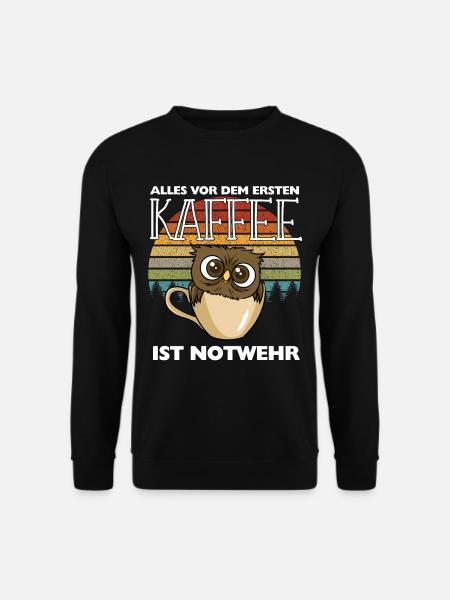 Kaffee Eule Langschläfer Morgenmuffel Koffein - Unisex Pullover - Schwarz