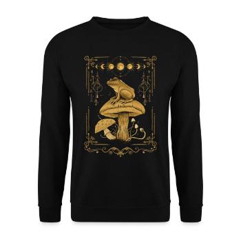 Cottagecore Dark Academia Goblincore Grenouille Champignon - Sweat-shirt Unisexe - noir - Devant - Alina (178cm) & Michal (187cm)