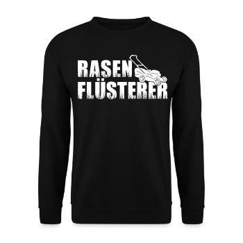 Rasenflüsterer Rasenmäher Rasen mähen Rasenpfleger - Unisex Pullover - Schwarz - Vorne - Alina (178cm) & Michal (187cm)