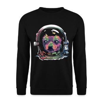 Chihuahua in Space Space Dog Astronaut - Unisex Sweatshirt - black - Front - Alina (178cm) & Michal (187cm)