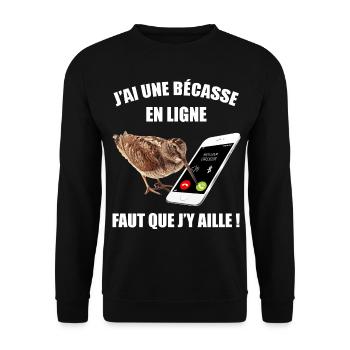 Ma bécasse m'appelle chasse humour chasseur - Sweat-shirt Unisexe - noir - Devant - Alina (178cm) & Michal (187cm)