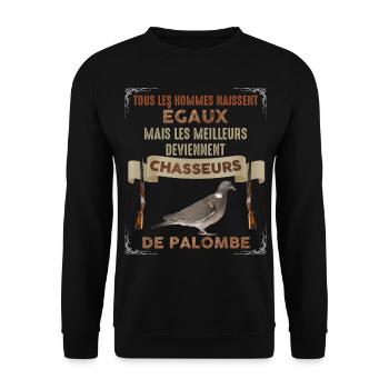 Chasse à la palombe homme chasseur de gibier - Sweat-shirt Unisexe - noir - Devant - Alina (178cm) & Michal (187cm)