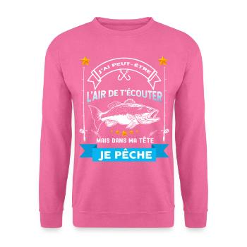 Citation Pêche humour Mari Pêcheur - Sweat-shirt Unisexe - rose - Devant