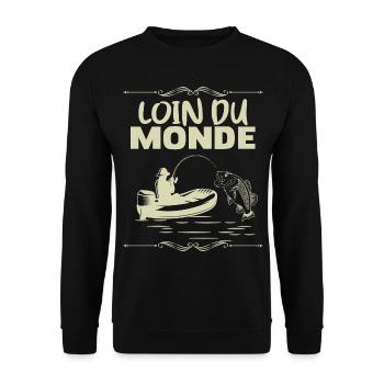 Pêche Citation Pêcheur Solitaire Cadeau Papa - Sweat-shirt Unisexe - noir - Devant - Alina (178cm) & Michal (187cm)