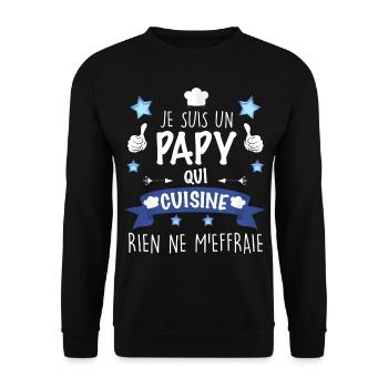 12 - je suis un papy qui cuisine.png - Sweat-shirt Unisexe - noir - Devant - Alina (178cm) & Michal (187cm)