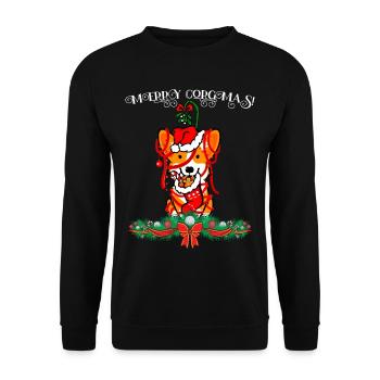 Joyeux Corgmas Welsh Corgi Cadeau de Noël - Sweat-shirt Unisexe - noir - Devant - Alina (178cm) & Michal (187cm)
