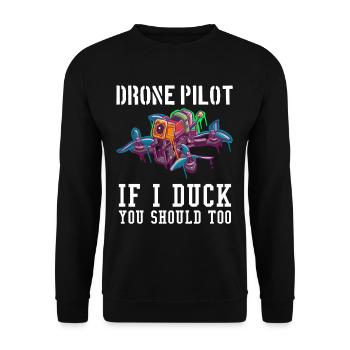 Drone Pilot Drone Design Drone Pilot Gift - Unisex Sweatshirt - black - Front - Alina (178cm) & Michal (187cm)