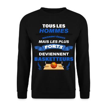 Cadeau homme humour basketball ballon de basket - Sweat-shirt Unisexe - noir - Devant - Alina (178cm) & Michal (187cm)