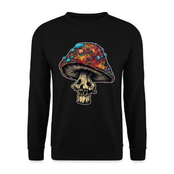 Trippy Mushrooms Skull - Unisex Sweatshirt - black - Front - Alina (178cm) & Michal (187cm)