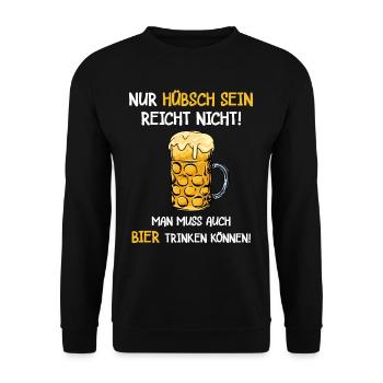 Bier Biertrinker Saufen Spruch Malle Party - Unisex Pullover - Schwarz - Vorne - Alina (178cm) & Michal (187cm)