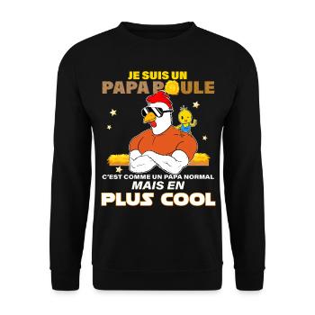 Papa Poule Et Son Poussin Cadeau Père Cool - Sweat-shirt Unisexe - noir - Devant - Alina (178cm) & Michal (187cm)