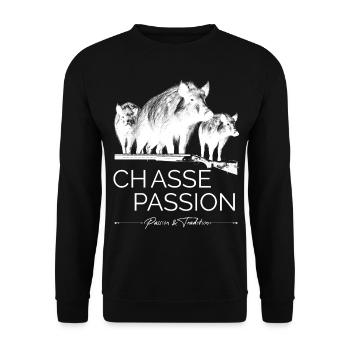 Chasse Aux Sangliers Passion Cadeau Homme Chasseur - Sweat-shirt Unisexe - noir - Devant - Alina (178cm) & Michal (187cm)