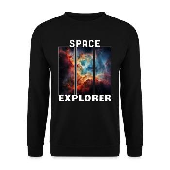 Space Explorer Weltraum Weltall Astronaut Astronom - Unisex Pullover - Schwarz - Vorne - Alina (178cm) & Michal (187cm)