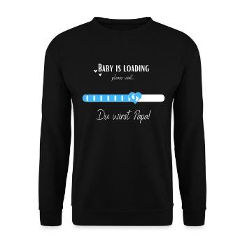 Baby is loading Du wirst Papa! Für Schwangere - Unisex Pullover - Schwarz - Vorne - Alina (178cm) & Michal (187cm)