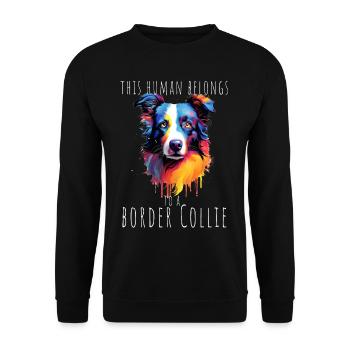 Cet humain appartient à un chien Border Collie - Sweat-shirt Unisexe - noir - Devant - Alina (178cm) & Michal (187cm)