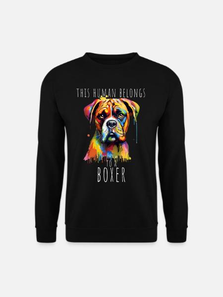 This Human Belongs To A Boxer Hunde Hundehalter - Unisex Pullover - Schwarz