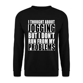 I Thought About JoggingSaying Funny Lazy Laziness - Unisex Sweatshirt - black - Front - Alina (178cm) & Michal (187cm)
