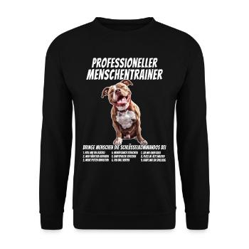 Professioneller Menschentrainer American Pitbull - Unisex Pullover - Schwarz - Vorne - Alina (178cm) & Michal (187cm)
