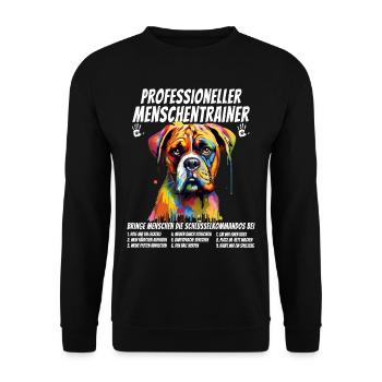 Professioneller Menschentrainer Boxer Hund Doggo - Unisex Pullover - Schwarz - Vorne - Alina (178cm) & Michal (187cm)