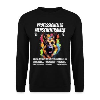 Professioneller Mnschentrainer Schäferhund Hund - Unisex Pullover - Schwarz - Vorne - Alina (178cm) & Michal (187cm)